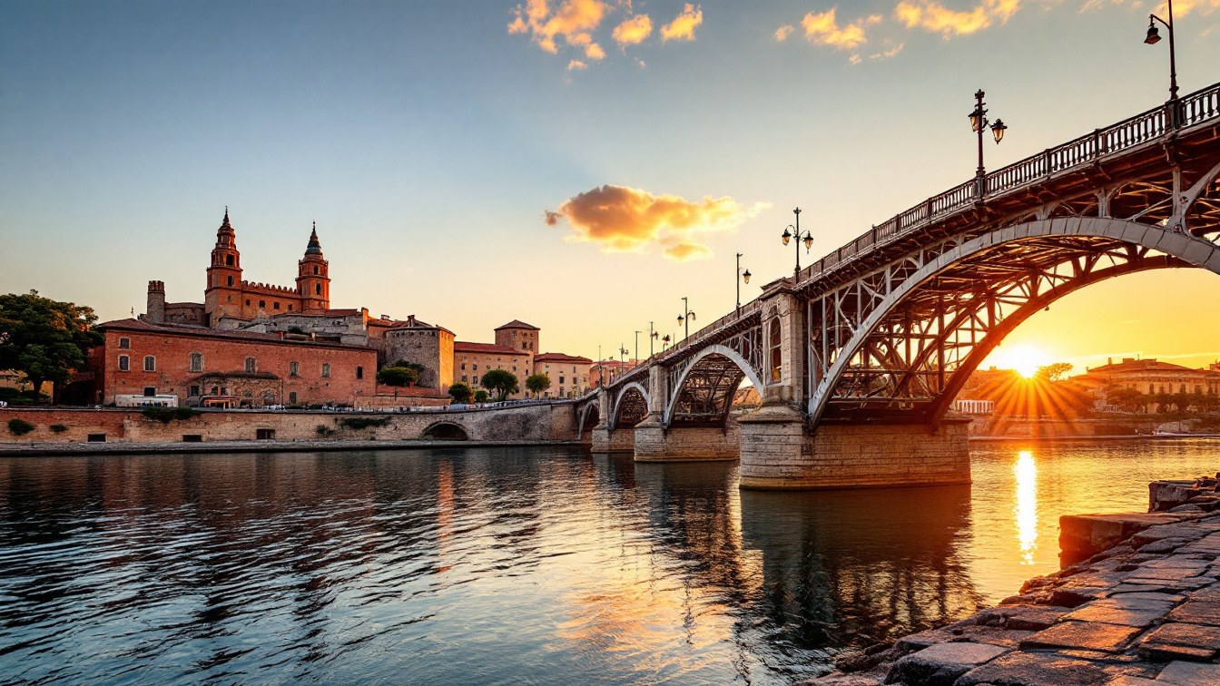 Il Canale Navigabile di Taranto con il Ponte Girevole e il Castello Aragonese al tramonto