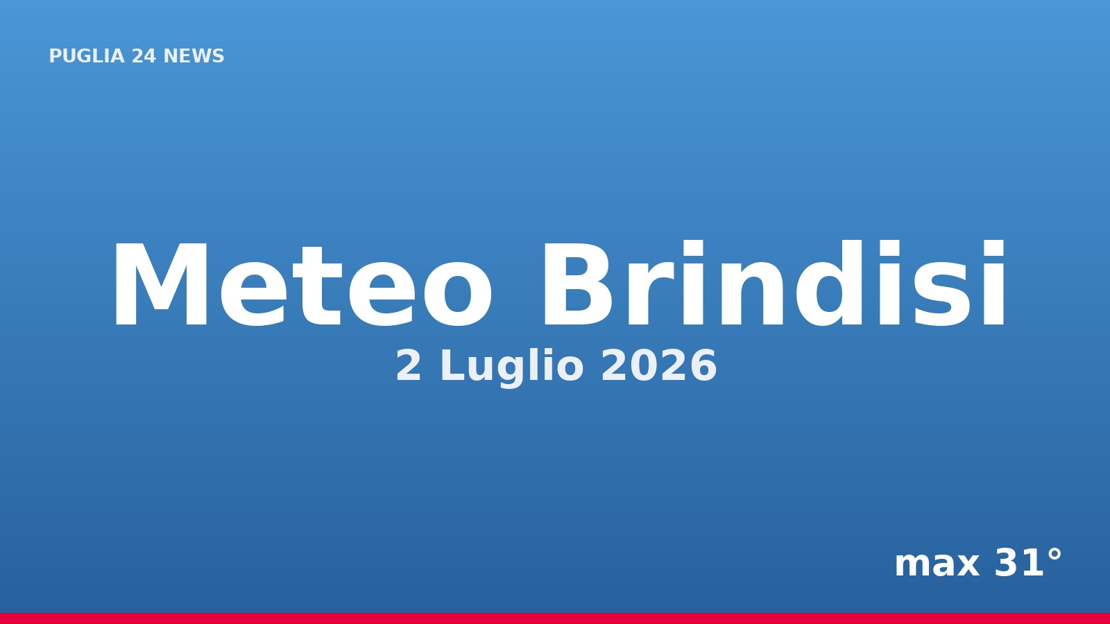 Meteo Brindisi, 2 Luglio 2026