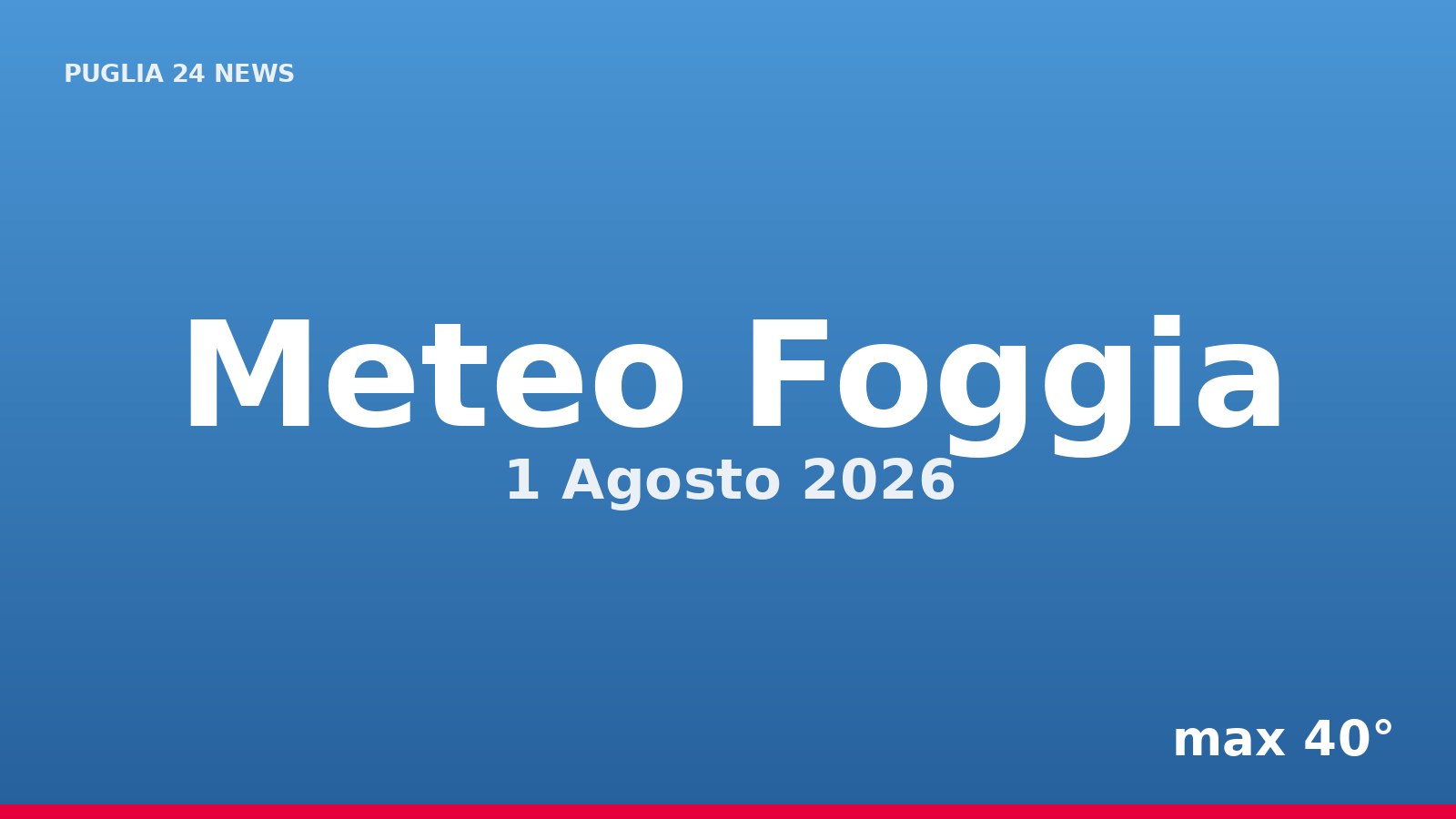 Meteo Foggia, 1 Agosto 2026